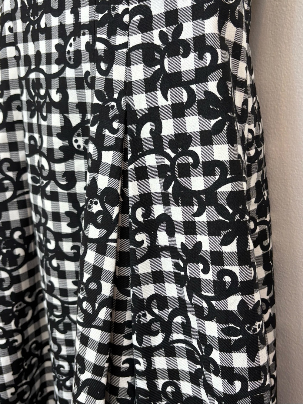 Brooks Brothers Gingham Floral Fit & Flare Dress Preppy Pockets Black White 6 - Picture 5 of 12